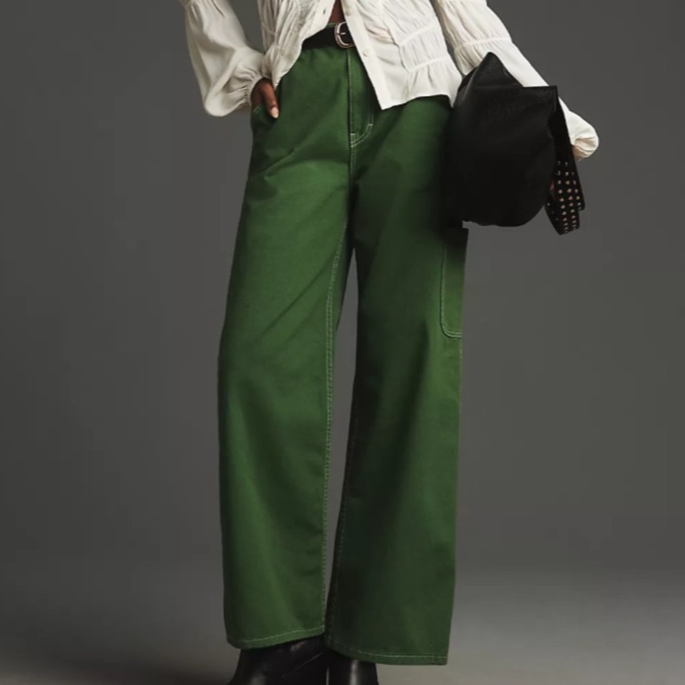Atelier Delphine Bishti Wide-Leg Utility Pants in Green size XS